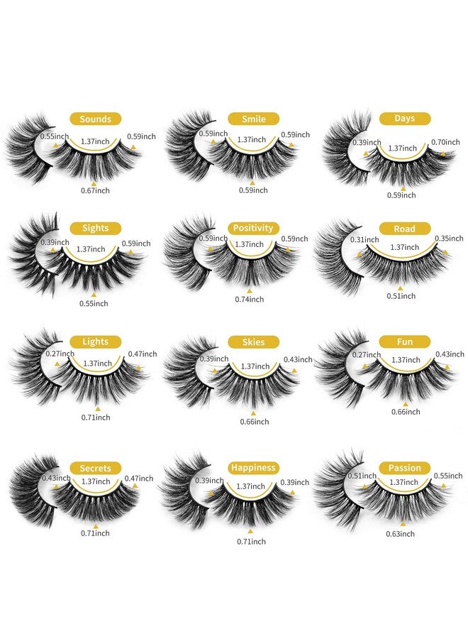 DYSILK 12 Pairs False Eyelashes Mixed Lashes Fluffy Fake Eyelashes Faux Mink lashes Natural Look False Lashes Reusable Soft Handmade Lashes (12 pairs, black) - Image 2