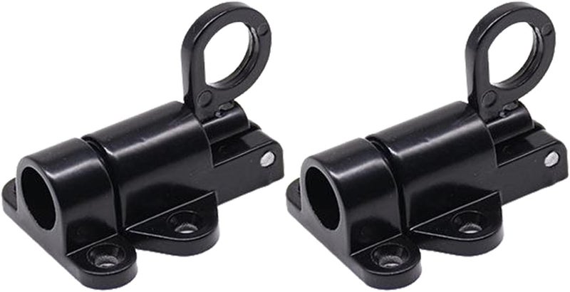 klarako 2pcs Metal Door Latch Lock Attic Door Window Gate Security Pull Ring Spring Bounce Home Door Bolt Security Latch Hasp Sliding Lock Black - Image 1