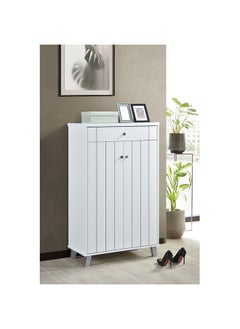 DANUBE HOME Pluto Shoe Cabinet 19 Pairs Shoe Rack Modern Design Furniture Wooden Shoe Organizer For Entryway, Hallway, Living Room Made In Malaysia L 80 x W 40 x H 120 cm Super White  - Image 1