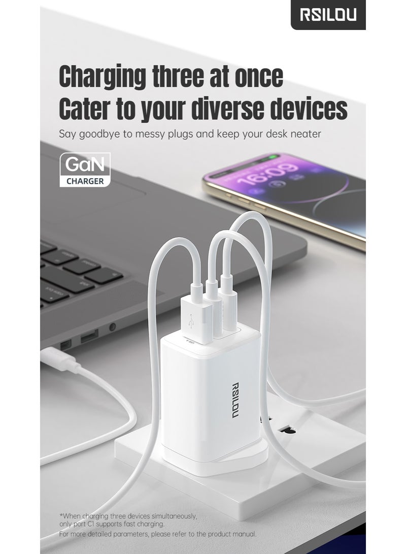 rsilou RSILOU - 65W Three Port (1A2C) fast charging wall charger capable of charging mobiles and laptops(Cable not included) - Image 5