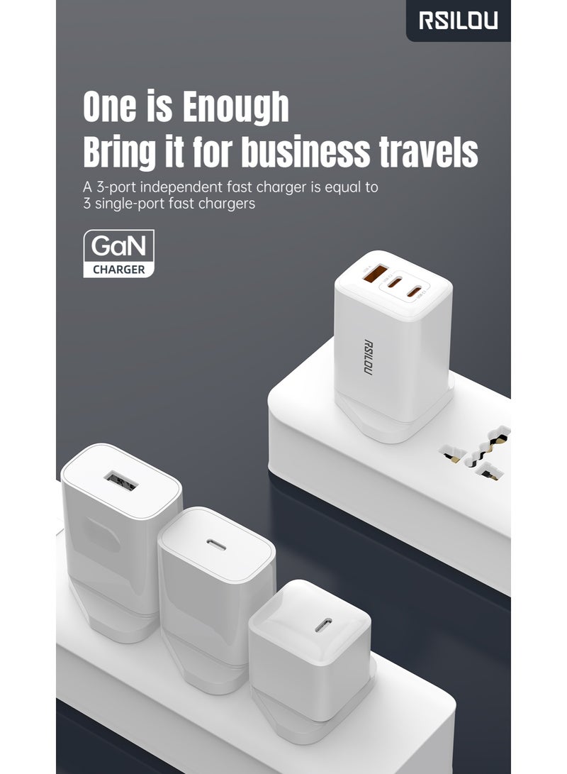 rsilou RSILOU - 65W Three Port (1A2C) fast charging wall charger capable of charging mobiles and laptops(Cable not included) - Image 2