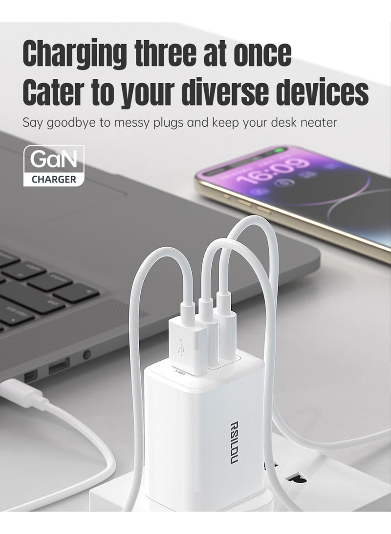 RSILOU - R4291 65W 3-Port Fast Charging Wall Charger (1A + 2C) | Supports Laptop & Mobile Charging | Compact & Travel-Friendly - Image 5