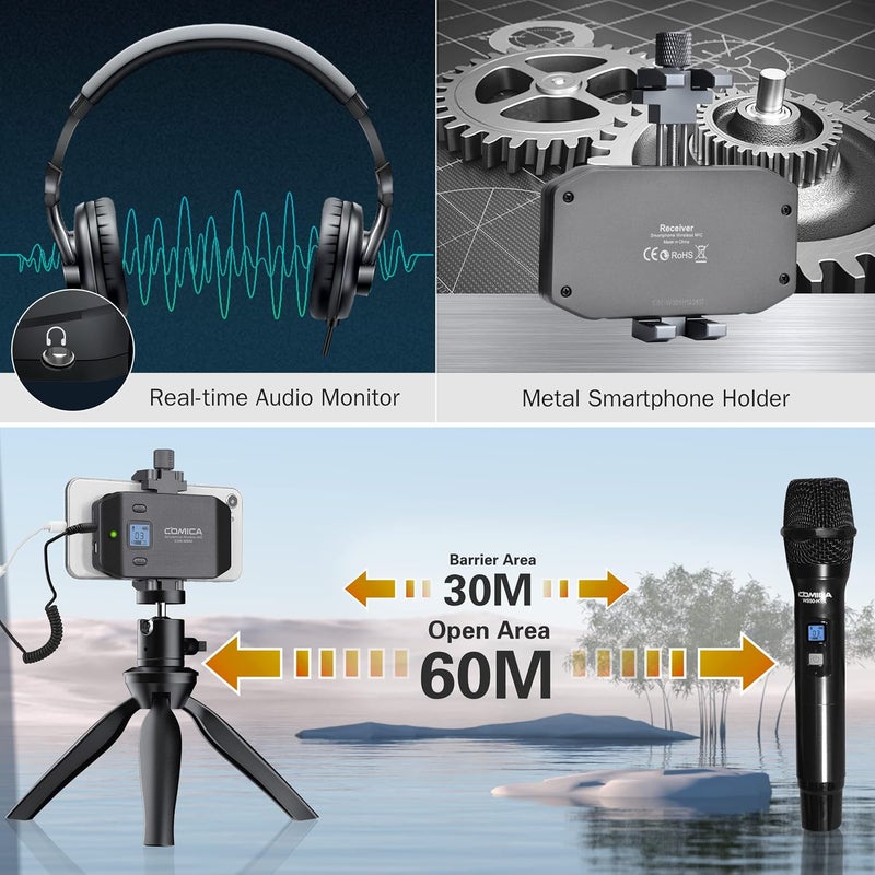 COMICA CVM-WS50(H) Wireless Microphone for Smartphone - Handheld Mic for iPhone/Android, Ideal for Interviews, Vlogging, and Live Streaming - Image 2