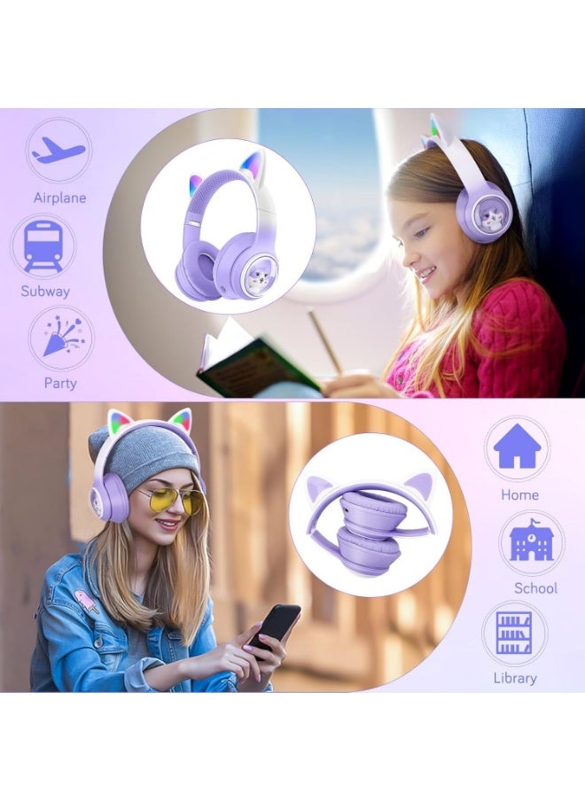 M31 Bluetooth Headphones: High-quality stereo sound with RGB lighting, supports TF card and FM radio, foldable, comfortable for extended use, purple
