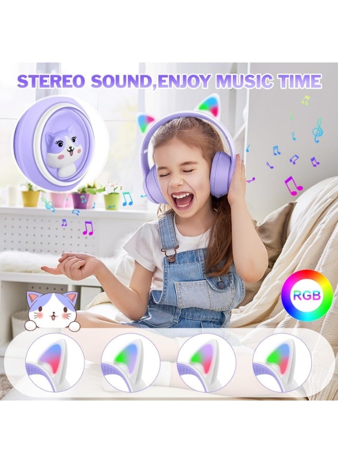 M31 Bluetooth Headphones: High-quality stereo sound with RGB lighting, supports TF card and FM radio, foldable, comfortable for extended use, purple