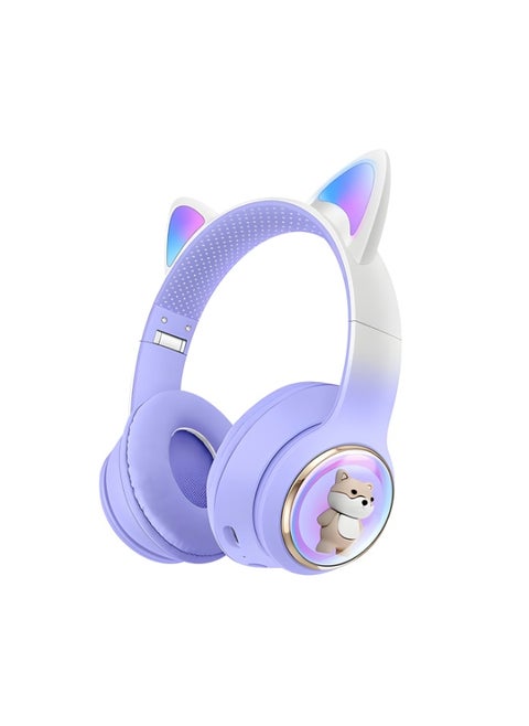 M31 Bluetooth Headphones: High-quality stereo sound with RGB lighting, supports TF card and FM radio, foldable, comfortable for extended use, purple