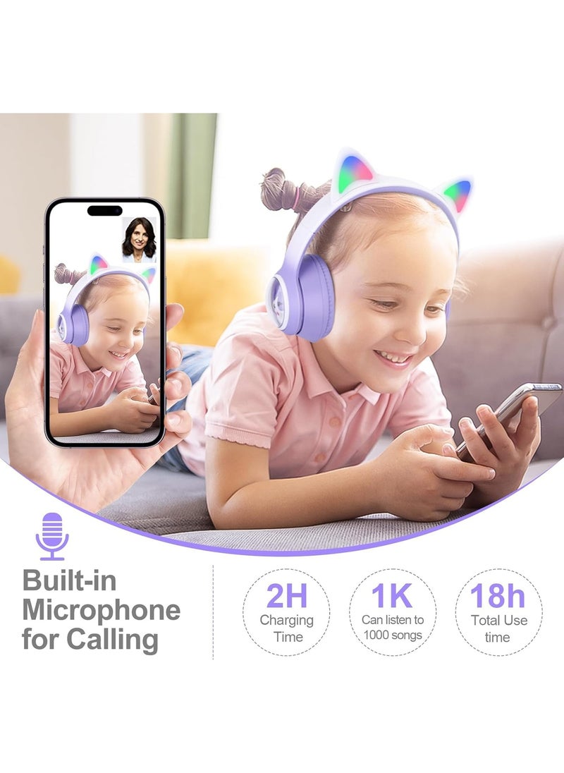 M31 Bluetooth Headphones: High-quality stereo sound with RGB lighting, supports TF card and FM radio, foldable, comfortable for extended use, purple