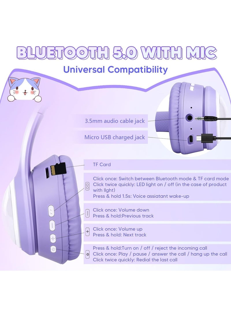 M31 Bluetooth Headphones: High-quality stereo sound with RGB lighting, supports TF card and FM radio, foldable, comfortable for extended use, purple