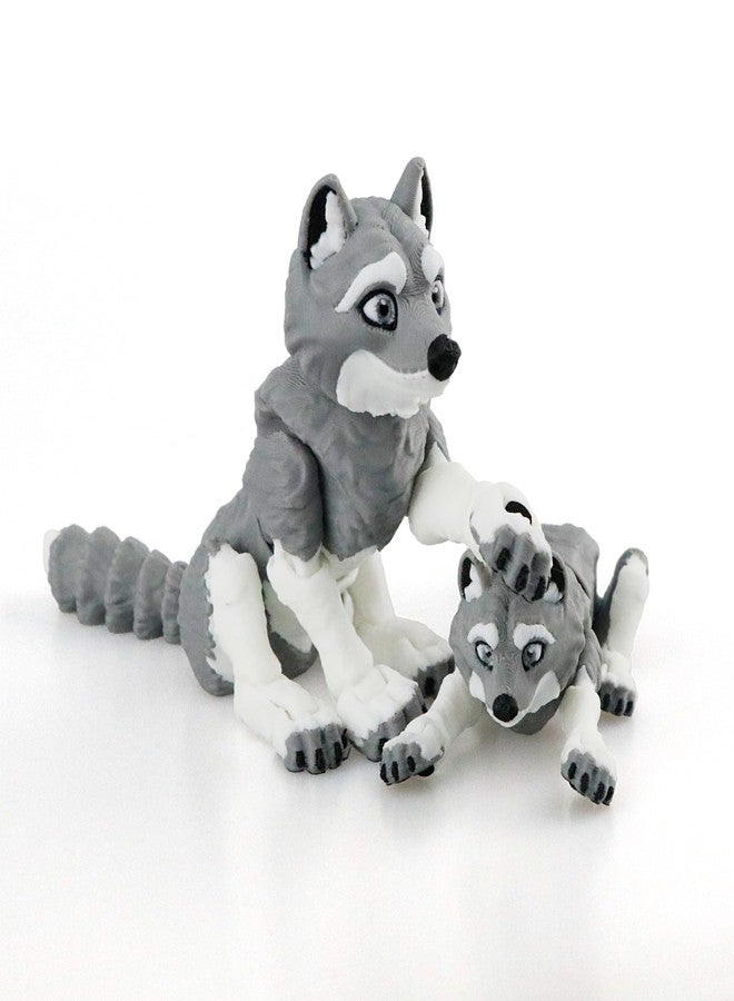 LehuoMaker 3D Printed Animals Wolf, Flexible Articulated Poseable 3D Printed Animals - Fidget Desk Pets Gift Classroom Rewards Toys - Image 1