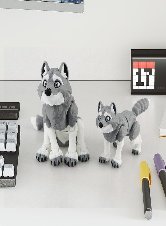 LehuoMaker 3D Printed Animals Wolf, Flexible Articulated Poseable 3D Printed Animals - Fidget Desk Pets Gift Classroom Rewards Toys - Image 4