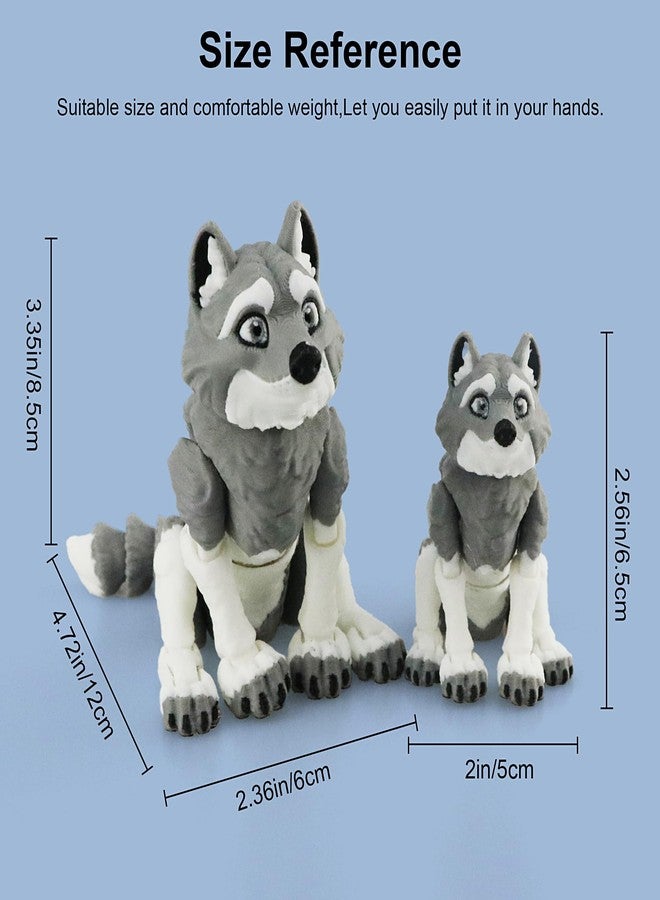 LehuoMaker 3D Printed Animals Wolf, Flexible Articulated Poseable 3D Printed Animals - Fidget Desk Pets Gift Classroom Rewards Toys - Image 2