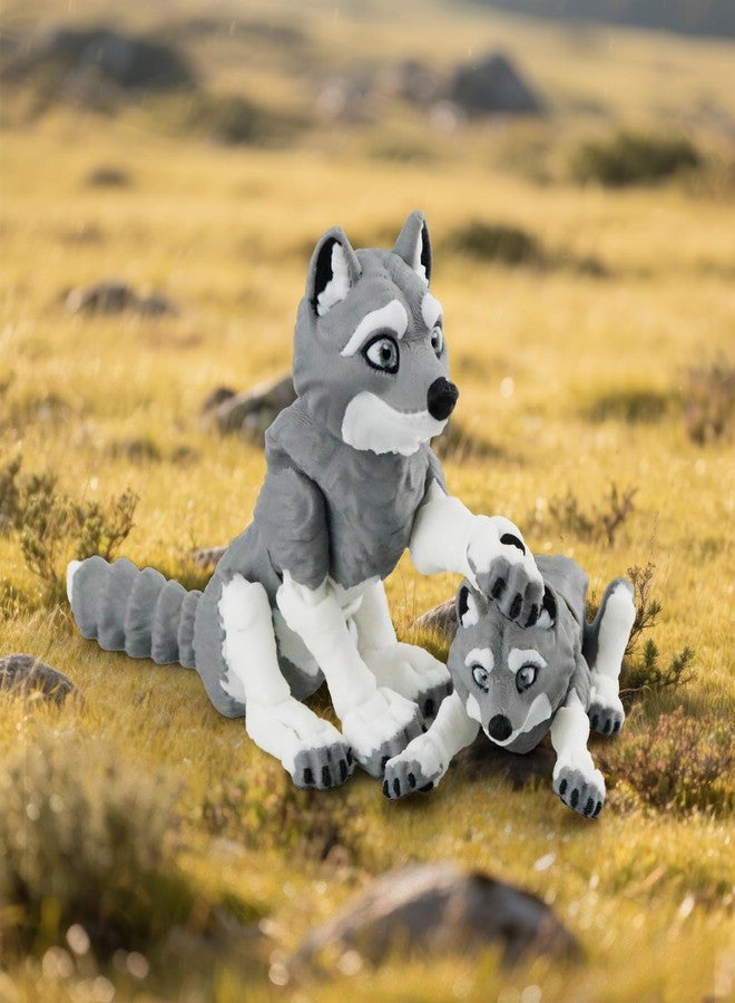 LehuoMaker 3D Printed Animals Wolf, Flexible Articulated Poseable 3D Printed Animals - Fidget Desk Pets Gift Classroom Rewards Toys - Image 5