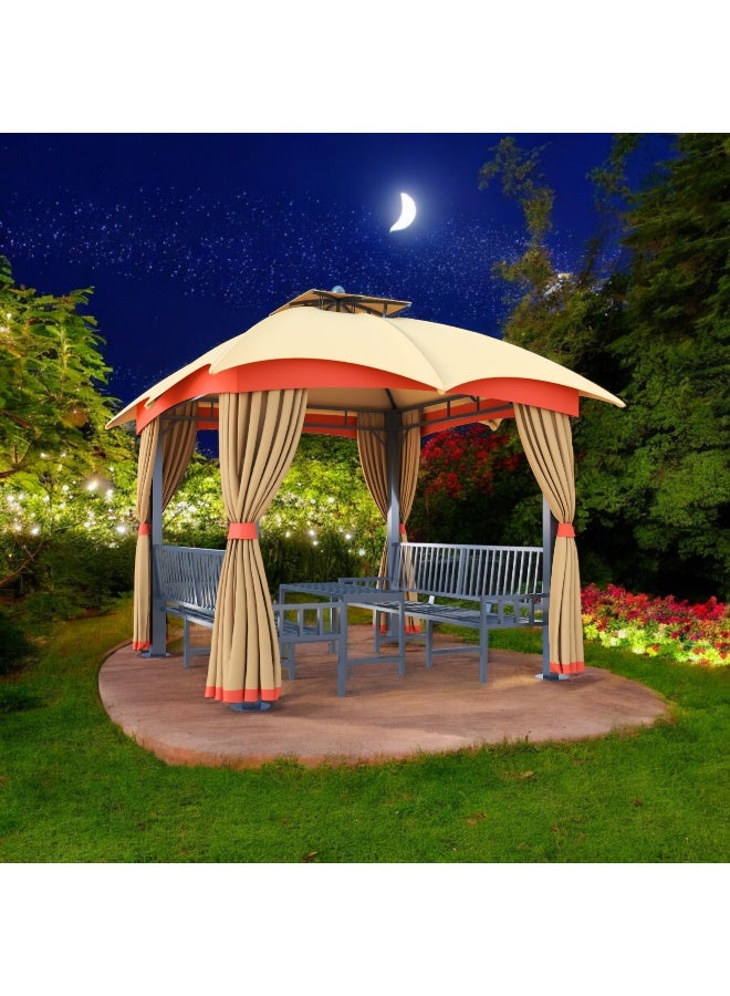 Pan Home Romiro 3X3 M Gazebo With Seating - Beige & Orange - Image 1
