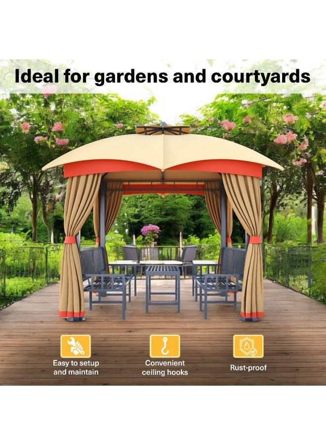Pan Home Romiro 3X3 M Gazebo With Seating - Beige & Orange - Image 4
