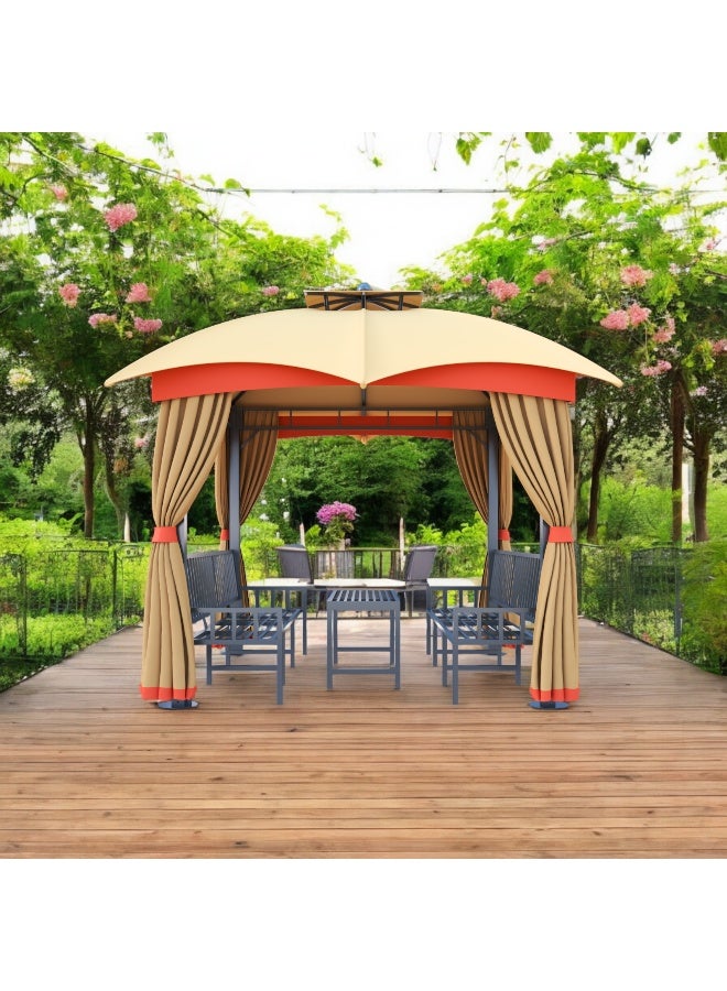 Pan Home Romiro 3X3 M Gazebo With Seating - Beige & Orange - Image 3