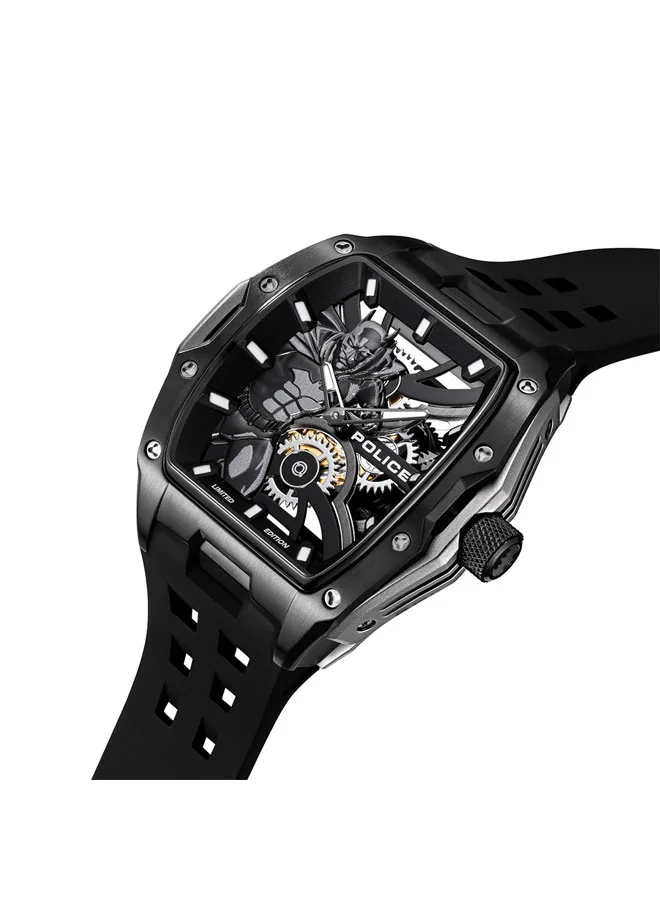 POLICE Limited Edition Gotham Black Dial Black Silicone Strap Analog Watch for Men - 44.5mm
