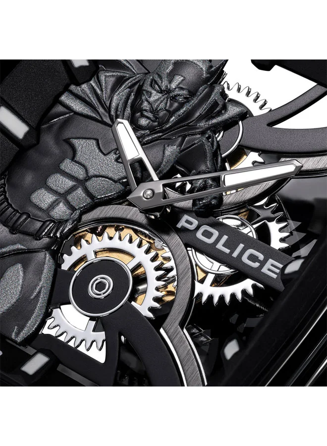 POLICE  Men's Limited Edition Gotham Black Dial Black Silicone Strap Analog Watch for Men - 44.5mm for Men | Best Price UAE