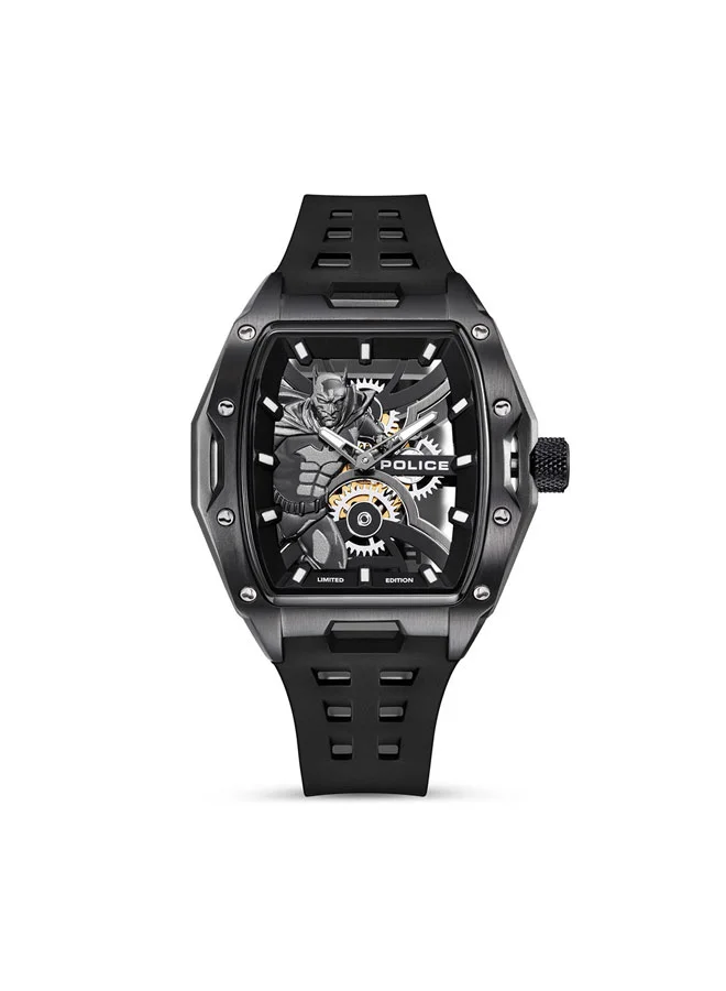 POLICE Limited Edition Gotham Black Dial Black Silicone Strap Analog Watch for Men - 44.5mm