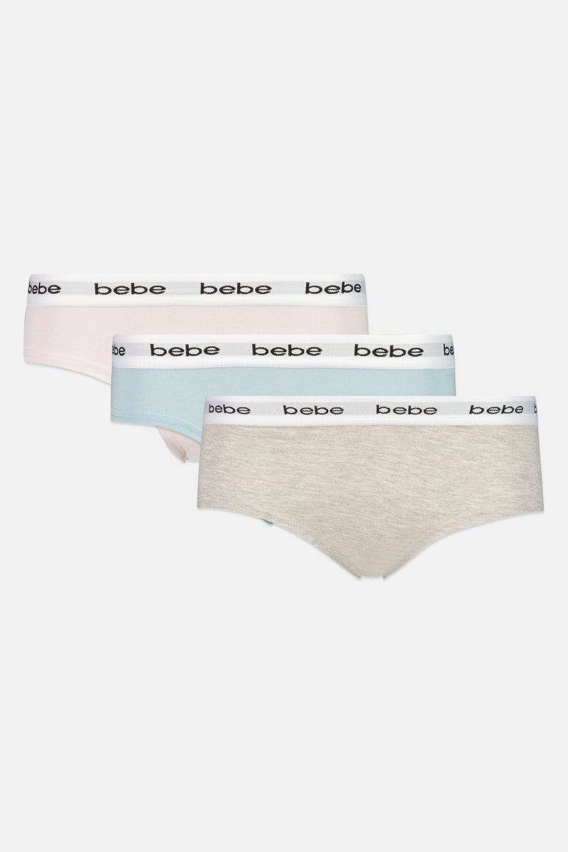 bebe Women 3 Pieces Brand Logo Briefs, Multicolor - Image 1