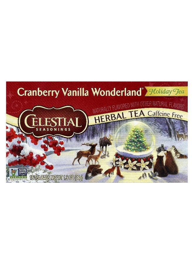 CELESTIAL SEASONINGS شاي الأعشاب الاحتفالي من سيلستيل سيزننجز، توت بري وفانيليا، خالي من الكافيين، 18 كيس شاي، 1.3 أونصة (38 جرام) - Image 1