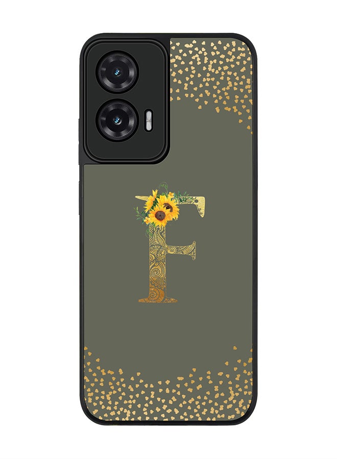 Stylizedd For Motorola Moto G35 Case,Slim fit Camera Protection, Shockproof Thin Phone cover  - Custom Floral Monogram - F  (Olive Green )