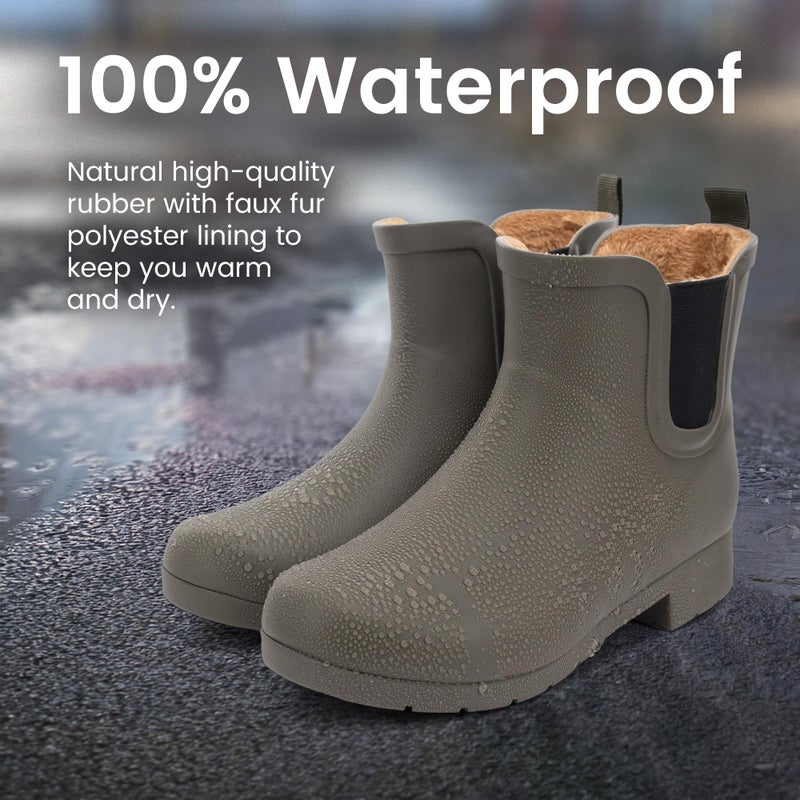 Chooka Womens Waterproof Plush Chelsea Bootie Rain, Olive, 6 US - Image 3