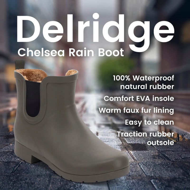 Chooka Womens Waterproof Plush Chelsea Bootie Rain, Olive, 6 US - Image 2