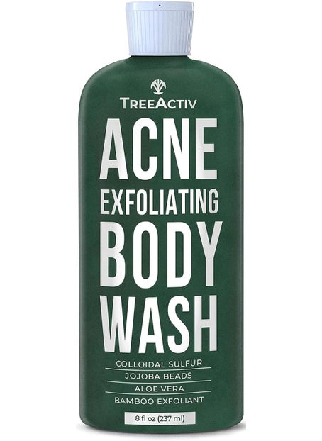 TreeActiv TreeActiv Acne Exfoliating Body Wash 8oz Foam Cleanser for All Skin Types Sulfur Aloe Vera Jojoba Beads 