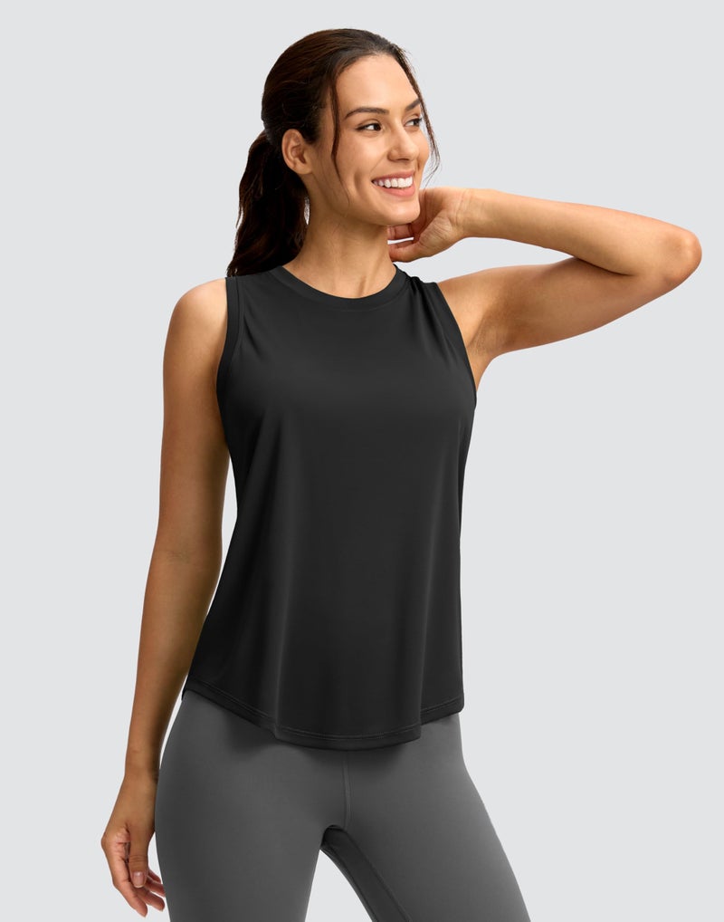 SANTINY Women's Sleeveless Workout Tops Lightweight Tennis Yoga Athletic Running Shirts Racerback Tank Tops for Women (Black_XL) - Image 2