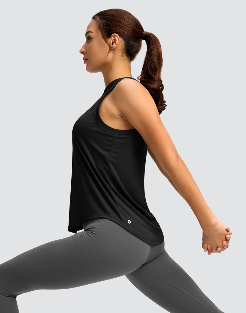 SANTINY Women's Sleeveless Workout Tops Lightweight Tennis Yoga Athletic Running Shirts Racerback Tank Tops for Women (Black_XL) - Image 4