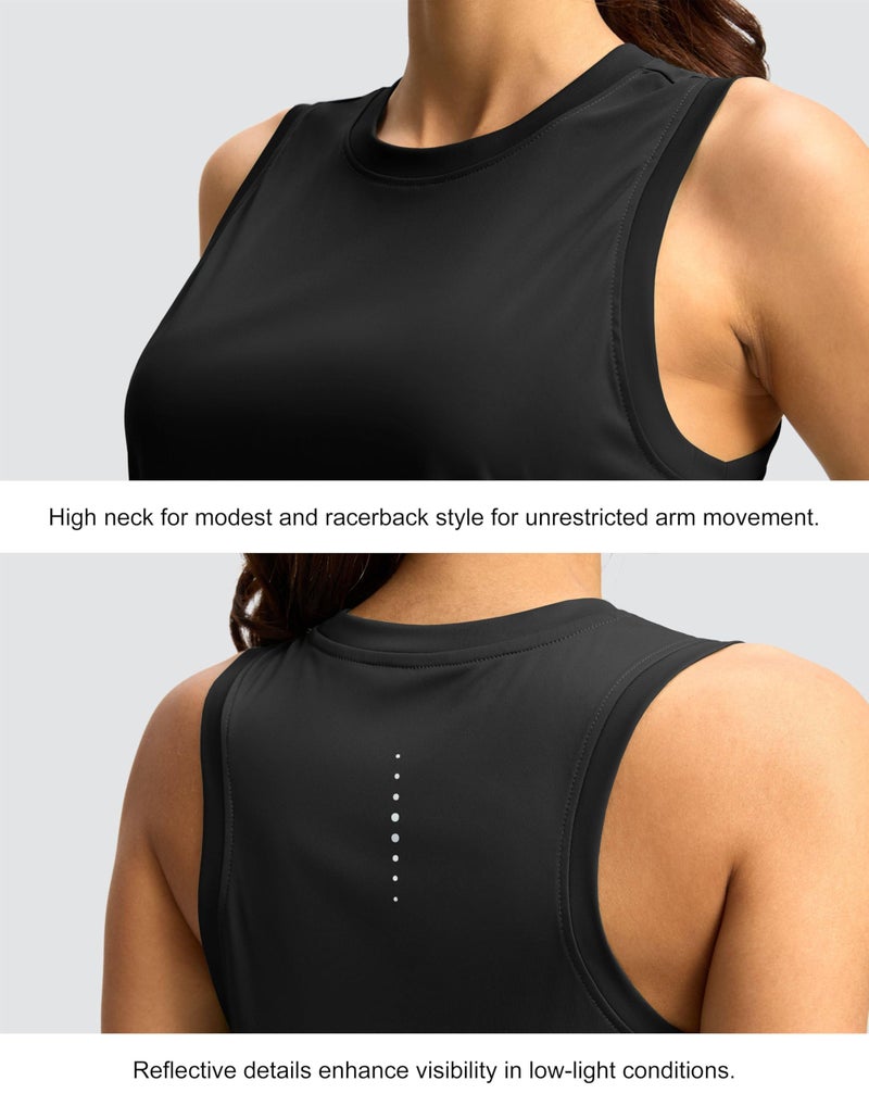 SANTINY Women's Sleeveless Workout Tops Lightweight Tennis Yoga Athletic Running Shirts Racerback Tank Tops for Women (Black_XL) - Image 5