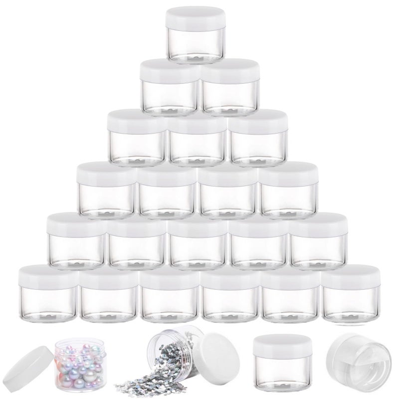 100 Count Sample Containers with lids 20g Plastic Cosmetic Jars Leak Proof Traveling Makeup Containers for Cream and Lotions  White