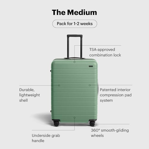 Away Medium Checked Luggage, Lightweight Hard Shell Suitcase with Spinner Wheels, Durable Rolling Luggage, TSA Lock, 26 Inch, Sea Green - Image 2