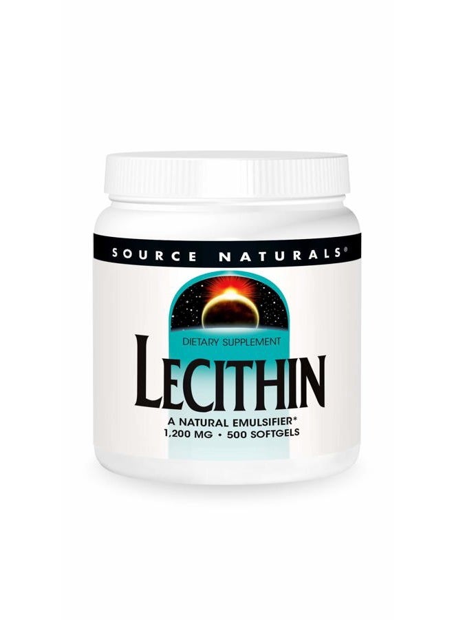 Source Naturals Lecithin 1200 mg, A Natural Emulsifier - 500 Softgels - Image 1