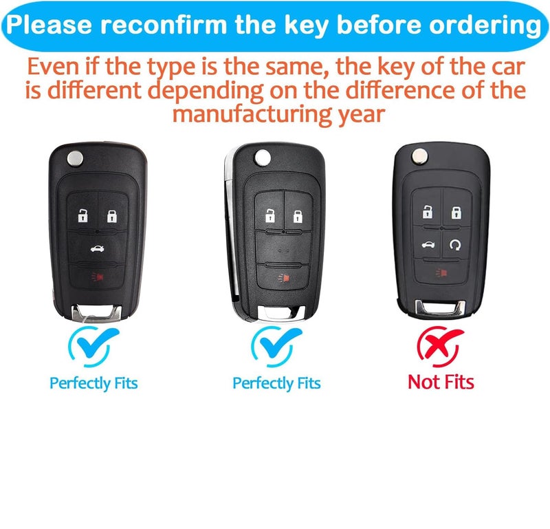 Tukellen for Chevy Key Fob Cover Special Soft TPU Key Case Key Shell Compatible with Chevrolet Camaro Cruze Malibu Sonic Volt Park Impala Buick Encore Allure Regal Key Shell (Blue, 4 Buttons) - Image 2