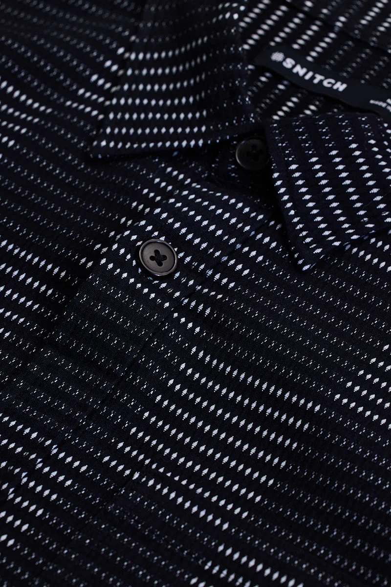SNITCH Black Geometric Relaxed Fit Shirt