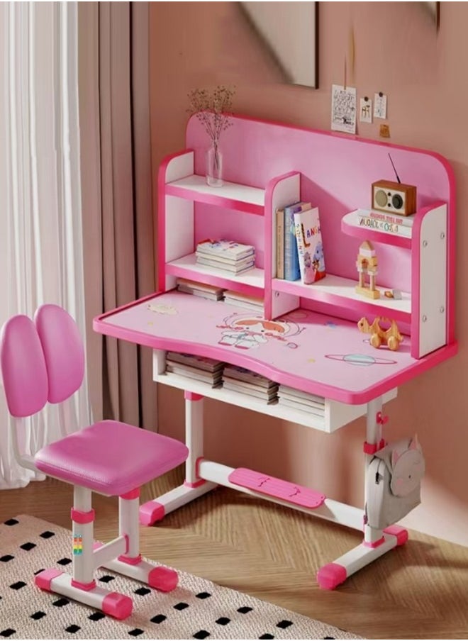 Generic - Adjustable Height Children Kids Study Desk and Chair Set,Multifunctional School Student Writing Desk Study Table and Chair Set with Storage Drawer, Sturdy Reading Chair Desk - Image 1