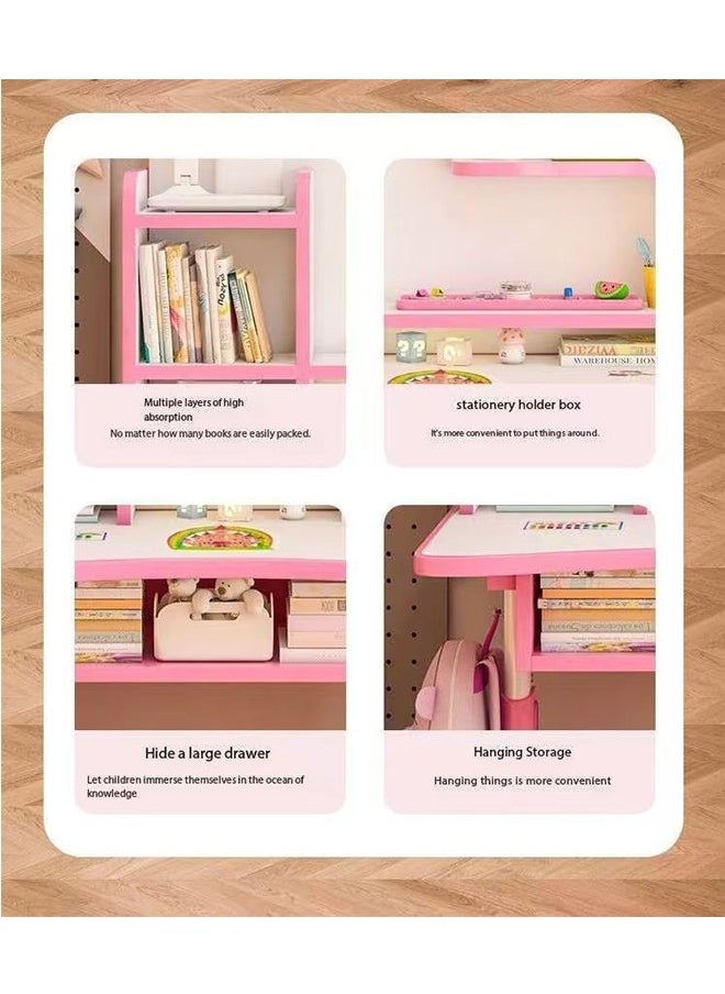 Generic - Adjustable Height Children Kids Study Desk and Chair Set,Multifunctional School Student Writing Desk Study Table and Chair Set with Storage Drawer, Sturdy Reading Chair Desk - Image 1