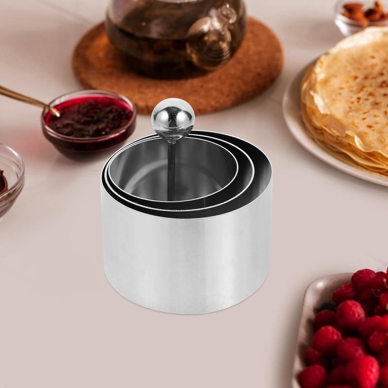 Stainless Steel Cake Rings Baking Set 4pcs round Cake Molds with Press Plates and Mousse Baking Kitchen Bakeware - Image 4