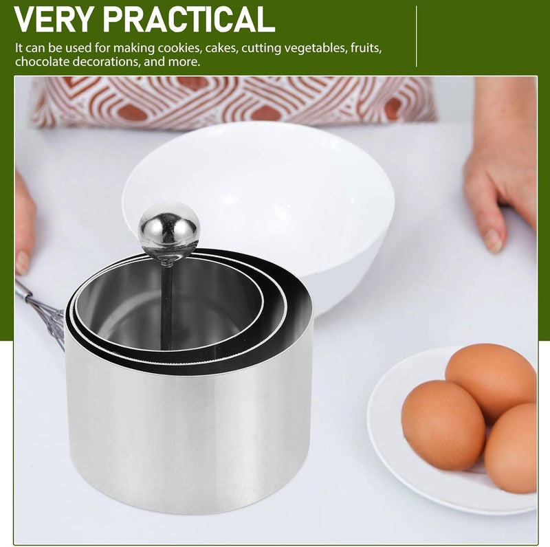 Stainless Steel Cake Rings Baking Set 4pcs round Cake Molds with Press Plates and Mousse Baking Kitchen Bakeware - Image 5