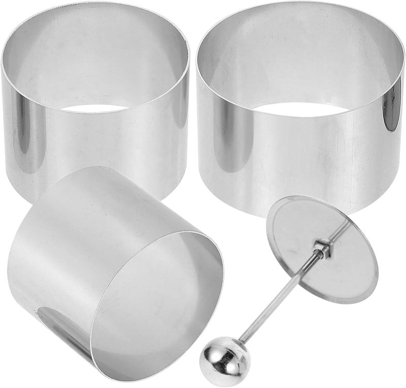 Stainless Steel Cake Rings Baking Set 4pcs round Cake Molds with Press Plates and Mousse Baking Kitchen Bakeware - Image 1
