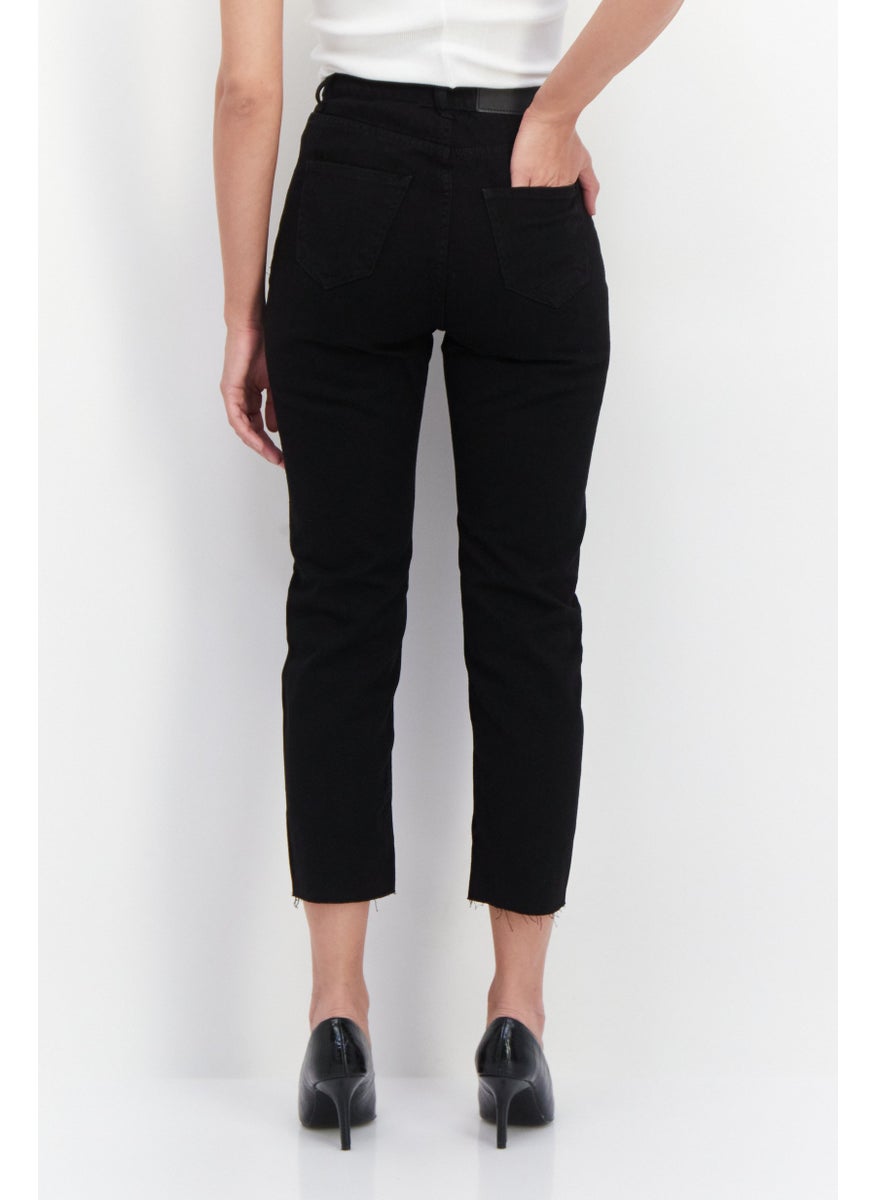 NOISY MAY Women Slim Fit Solid Non Stretchable Jeans, Black  - Image 4