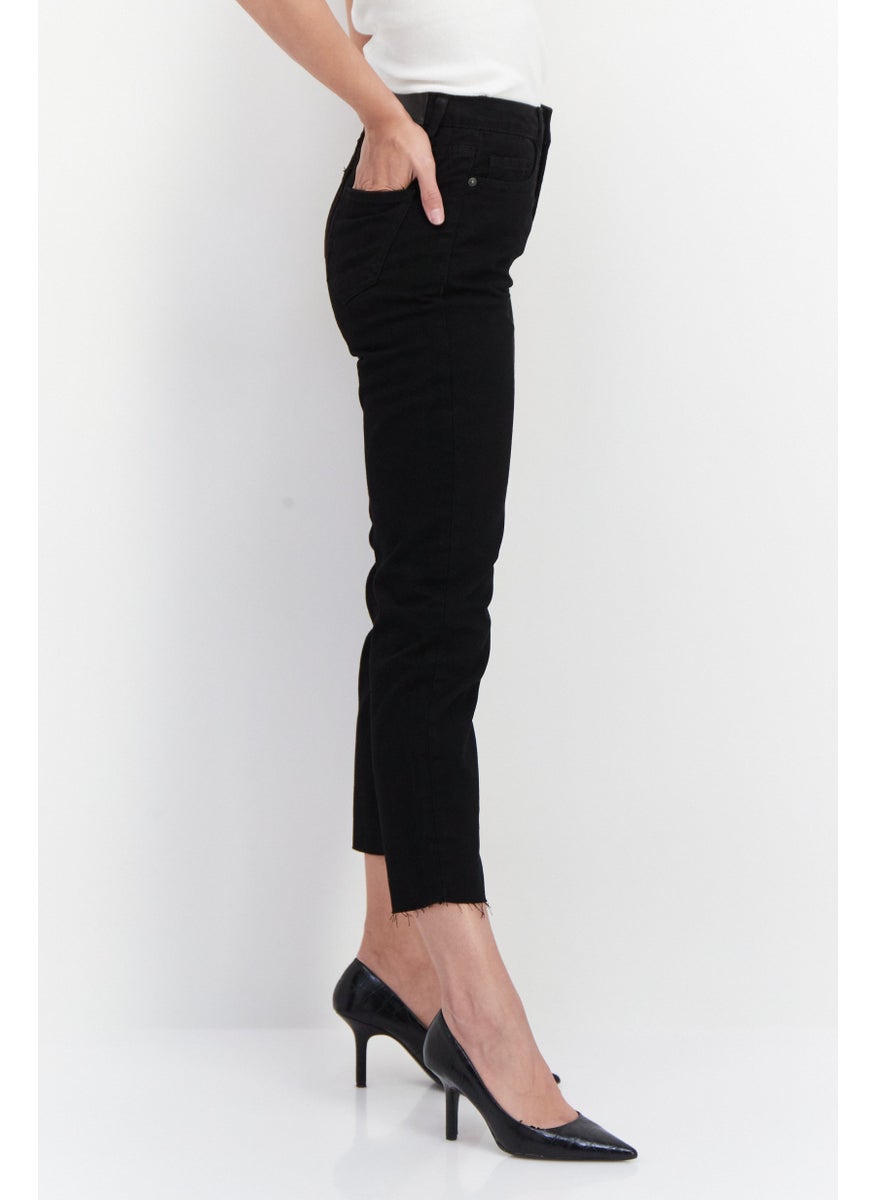 NOISY MAY Women Slim Fit Solid Non Stretchable Jeans, Black  - Image 3
