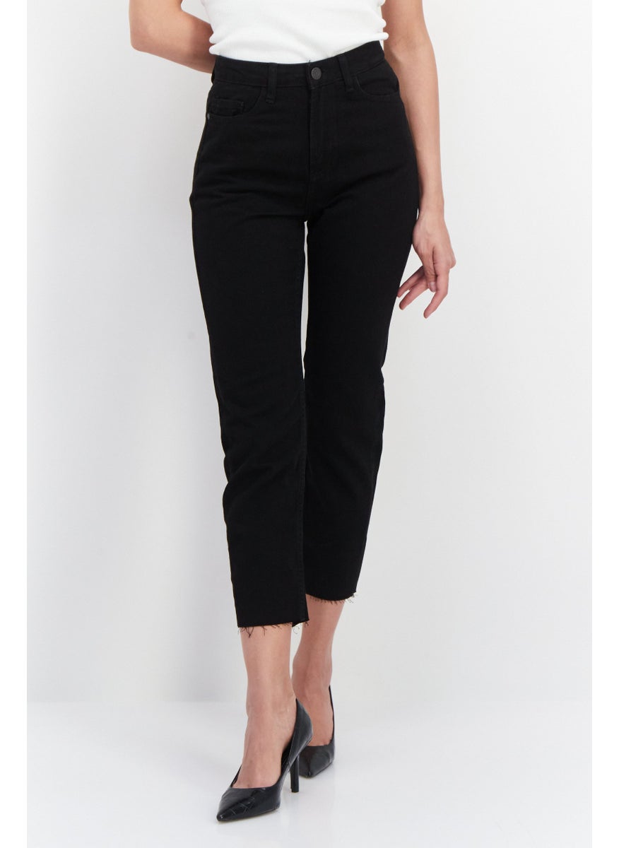 NOISY MAY Women Slim Fit Solid Non Stretchable Jeans, Black  - Image 1