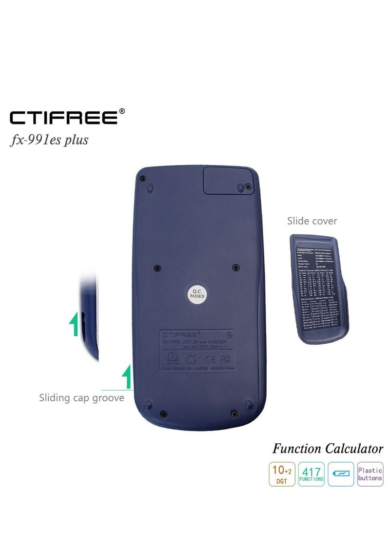 CTIFREE - آلة حاسبة علمية FX 991ES Plus 417 دالة 2 سطر 10+2 أرقام شاشة مكتوبة آلة حاسبة علمية تعمل بالطاقة الشمسية - Image 1