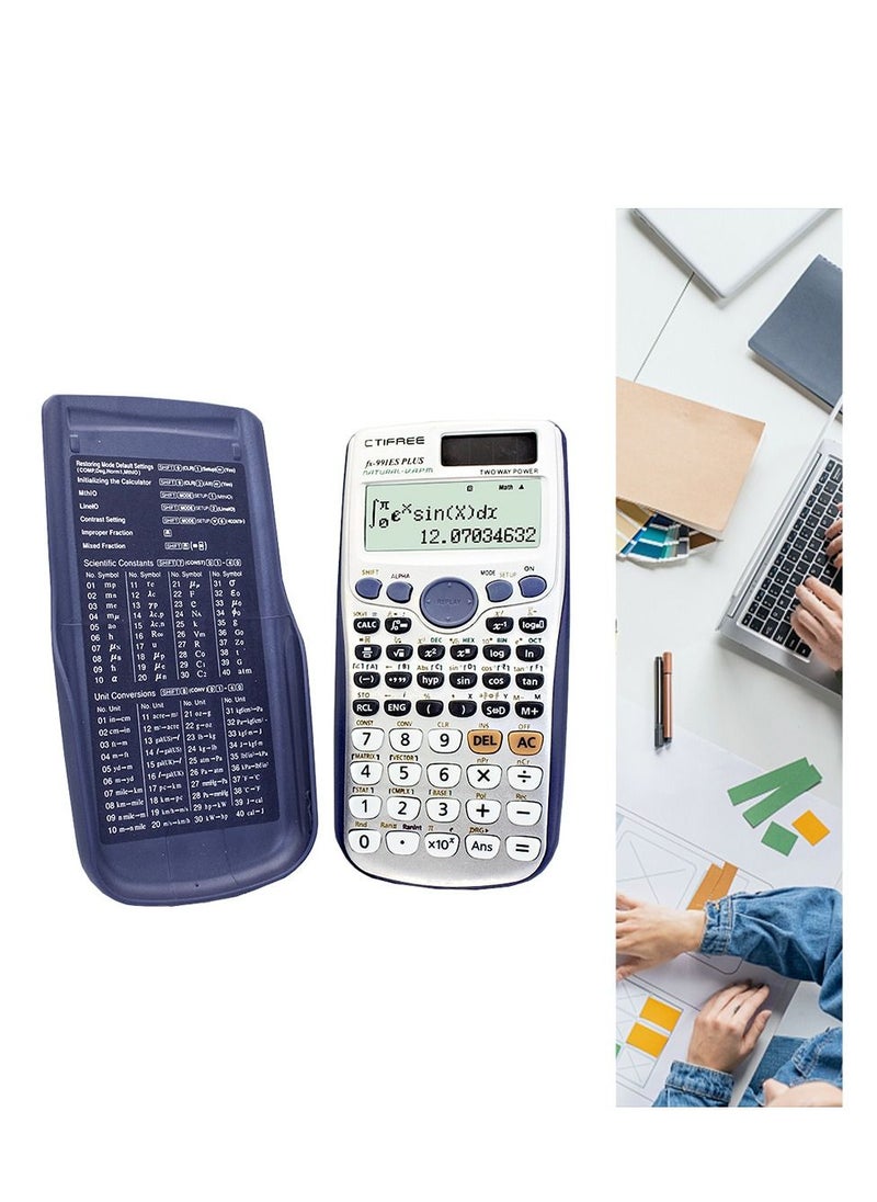 CTIFREE - آلة حاسبة علمية FX 991ES Plus 417 دالة 2 سطر 10+2 أرقام شاشة مكتوبة آلة حاسبة علمية تعمل بالطاقة الشمسية - Image 1