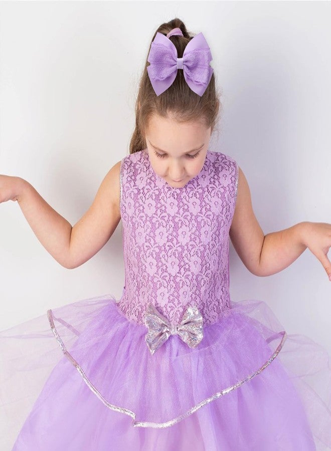 ZOLYCO 4-Inch Hair Bows Alligator Clips Delicate Lace Hair Accessories for Girls, Toddler, Kids and Women Daily Dress Up Birthday Wedding Christmas Occasions- Set of 2 (Purple) - Image 2