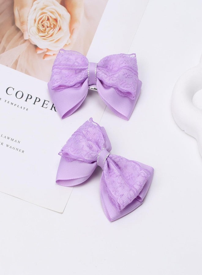 ZOLYCO 4-Inch Hair Bows Alligator Clips Delicate Lace Hair Accessories for Girls, Toddler, Kids and Women Daily Dress Up Birthday Wedding Christmas Occasions- Set of 2 (Purple) - Image 5