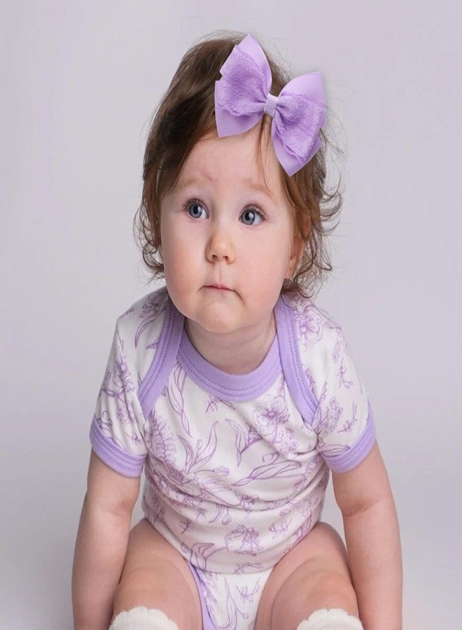 ZOLYCO 4-Inch Hair Bows Alligator Clips Delicate Lace Hair Accessories for Girls, Toddler, Kids and Women Daily Dress Up Birthday Wedding Christmas Occasions- Set of 2 (Purple) - Image 3