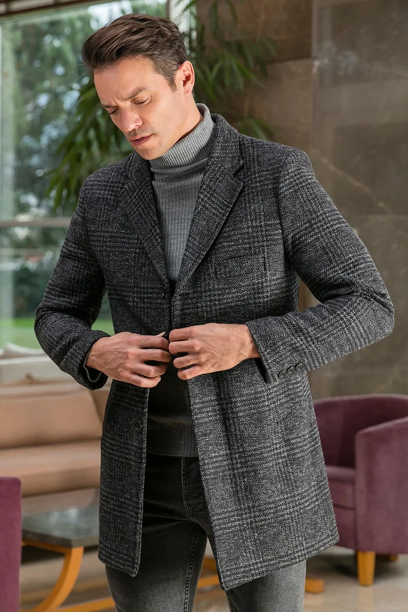 Buratti Slim Fit Single Slit Buttoned Mono Collar Cashew Coat Men's Coat 5840098